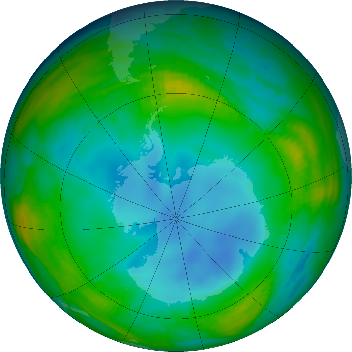 Antarctic ozone map for 11 July 1987